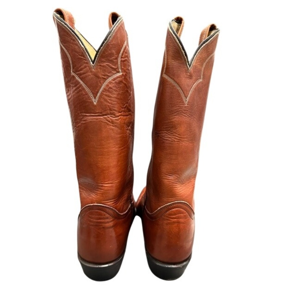 Vintage Tony Lama 5084 Men's Cognac Brown Leather Western Cowboy Boots Size 9D - Picture 7 of 16